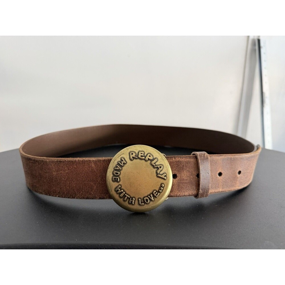 American Eagle Outfitters Women’s Brown Leather Belt Small Replay With Love Buck - Picture 6 of 13